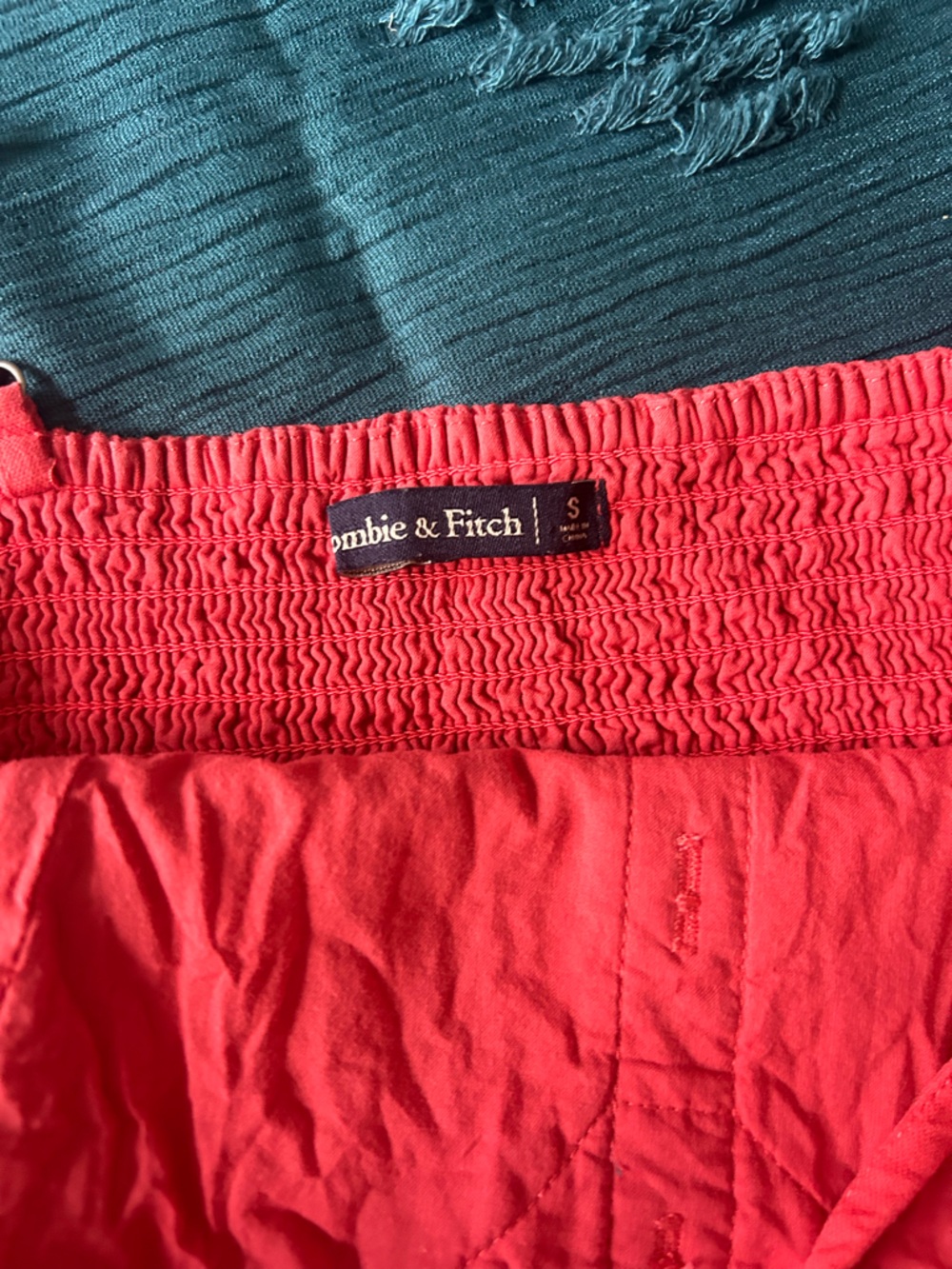 Abercrombie & Fitch Coral/light Red Smocked Romper - Picture 4 of 6